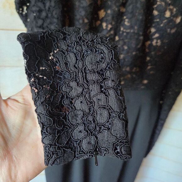 Michael Kors Black Lace Long Sleeve Round Neck Jumpsuit Women's Size 6 - Picture 7 of 12
